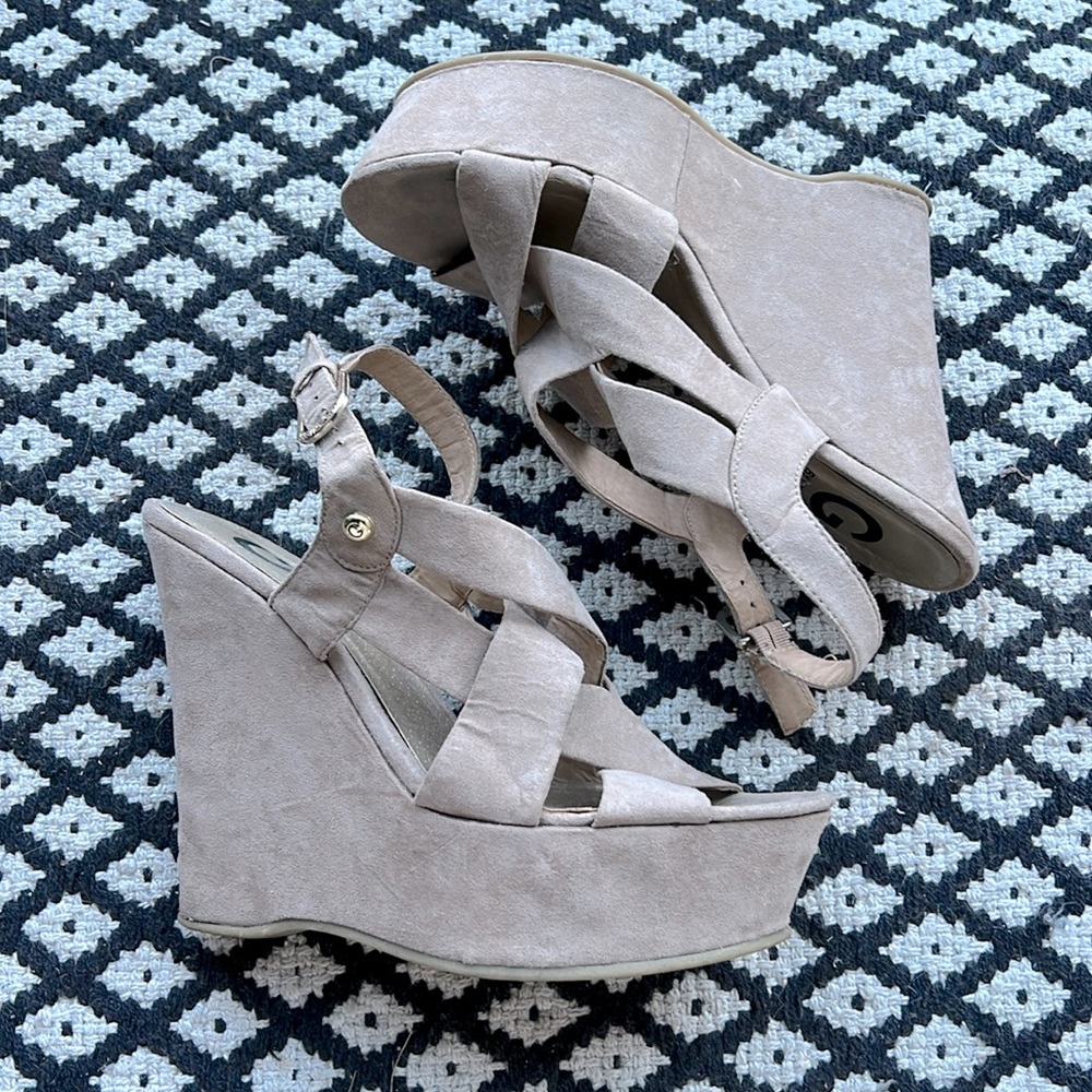 G by Guess wedge heel tan suede wedge heel
